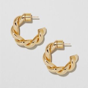 Jennifer Fisher Twisted Lilly Huggies Earrings in Yellow Gold